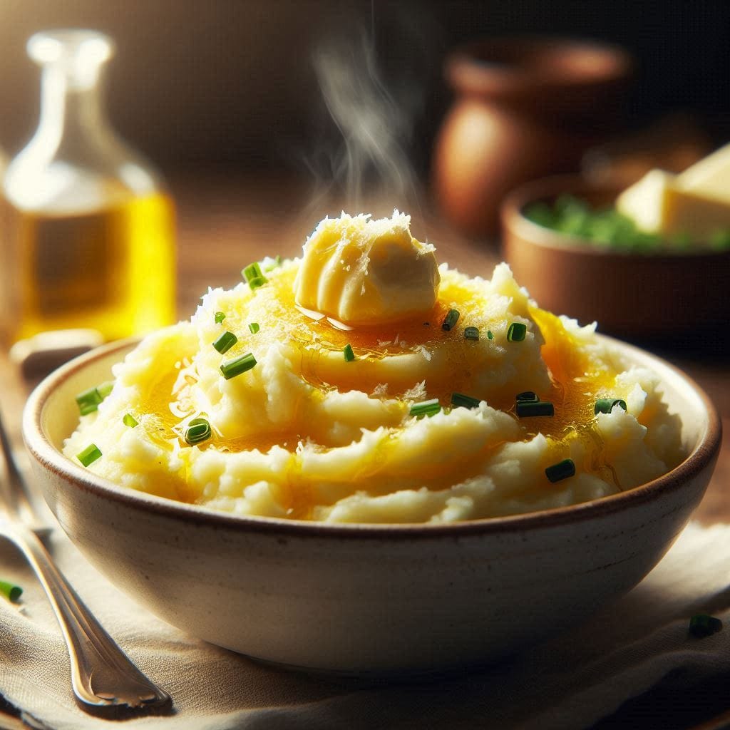 Your ultra-realistic, cozy, and appetizing mashed potatoes image is being whipped up. Stay tuned for some serious visual comfort food