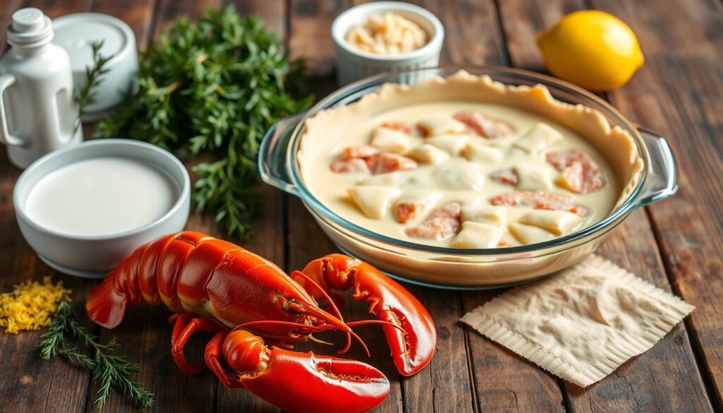 Essential ingredients for lobster pie
